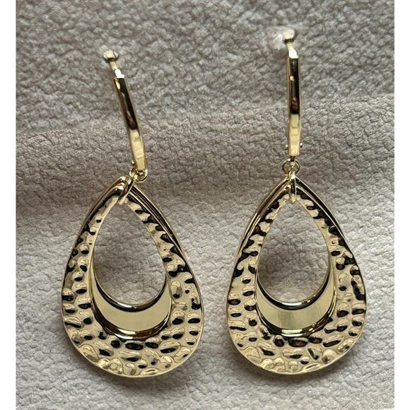 925 Sterling Hammered Layer Drop Dangle Teardrop Earrings for Women - Picture 2 of 5